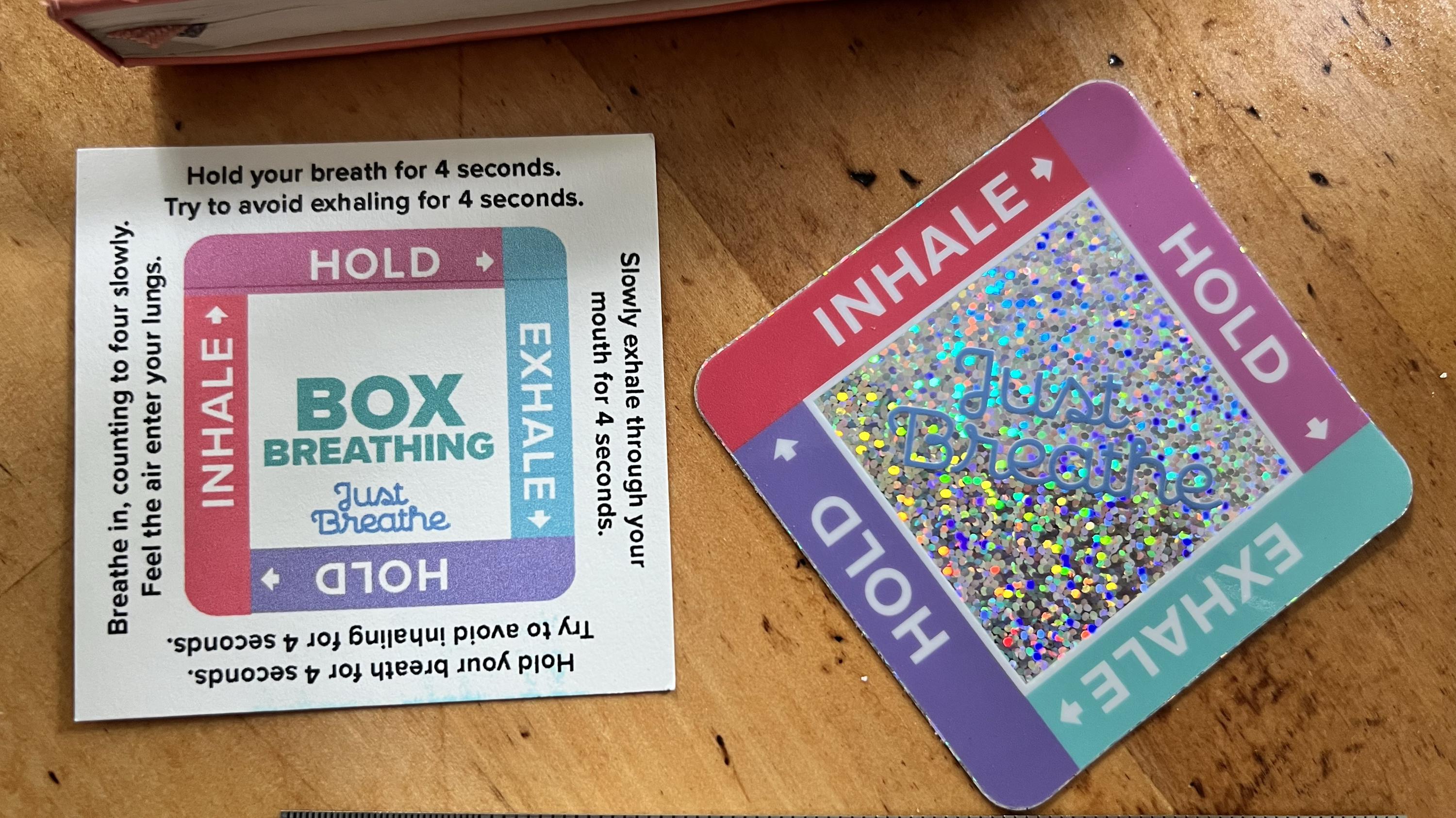 Box Breathing Glitter Sticker | Mindfulness Tool, Anxiety Relief, Wellness Reminder