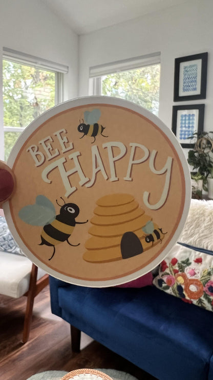 Bee Happy Vinyl Sticker | Original Bee Artwork for Laptops, Water Bottles