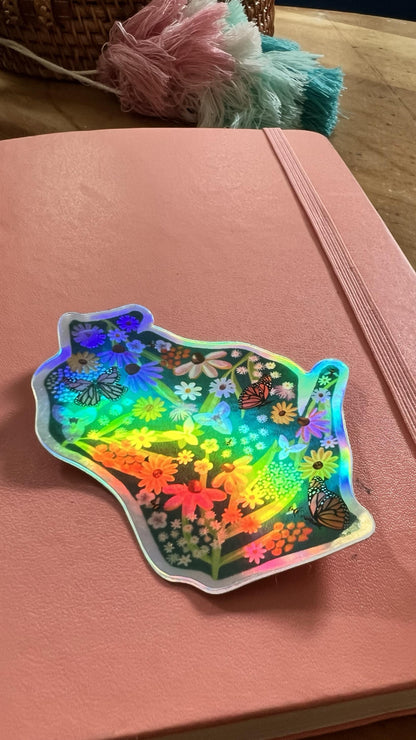Wisconsin Wildflowers Holographic Sticker | Original Botanical Art