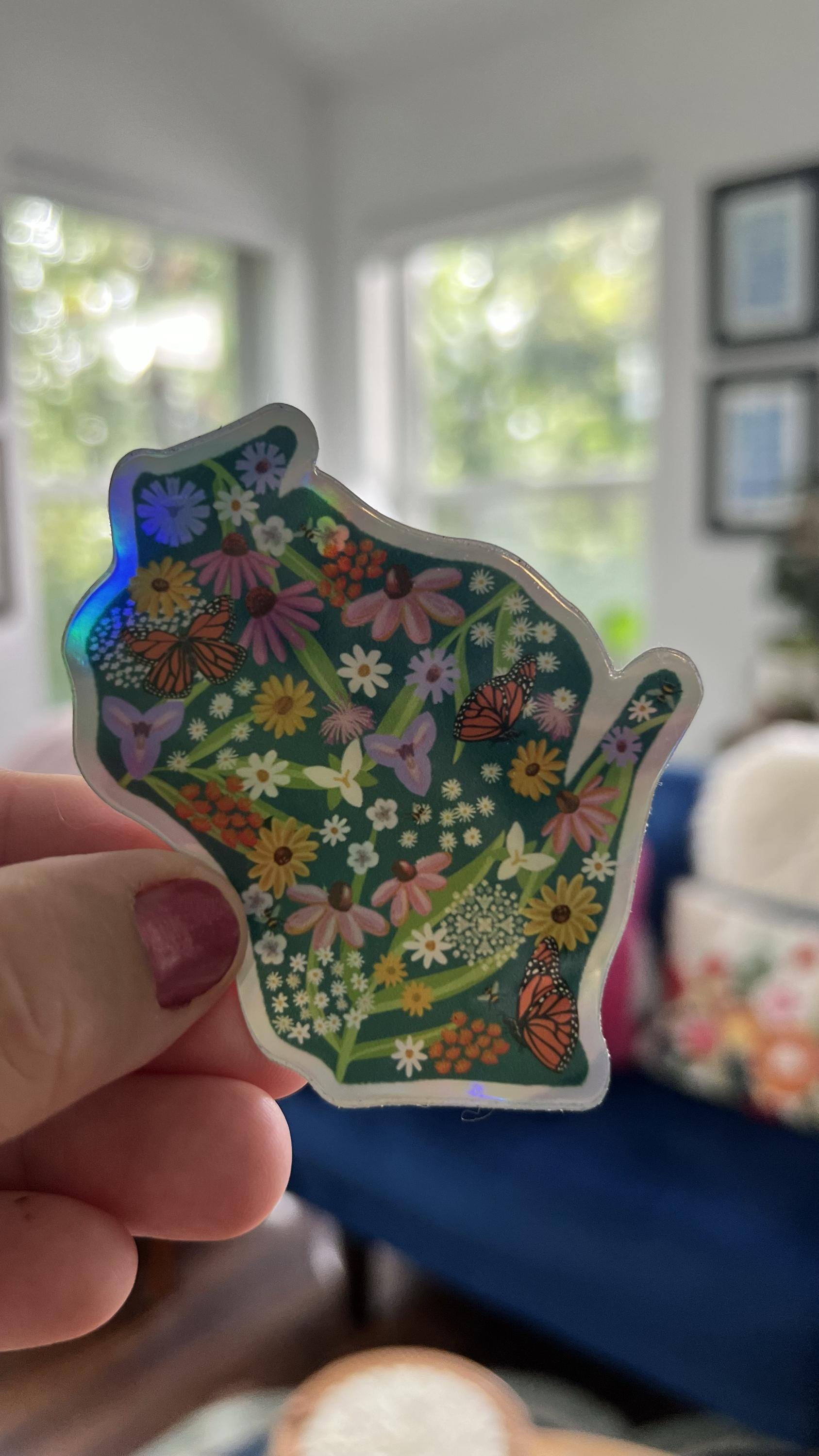 Wisconsin Wildflowers Holographic Sticker | Original Botanical Art