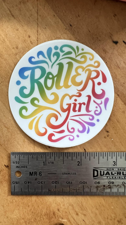 Retro Roller Girl Sticker | 70s Disco Skater Vinyl Decal
