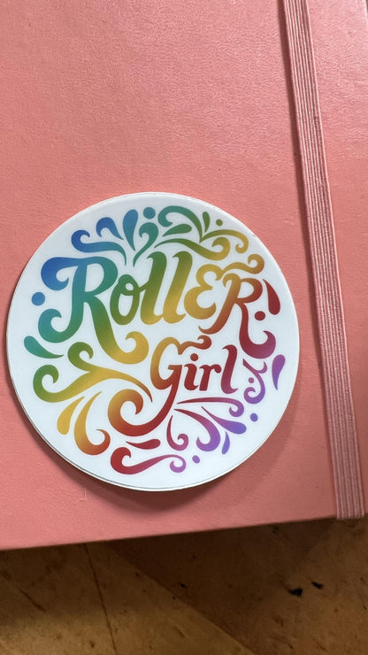 Retro Roller Girl Sticker | 70s Disco Skater Vinyl Decal
