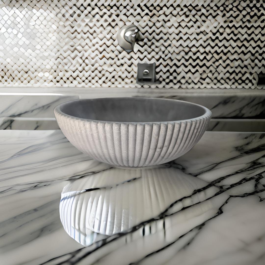 Gray Large Handmade Concrete Bowl – Modern Minimalist Decor