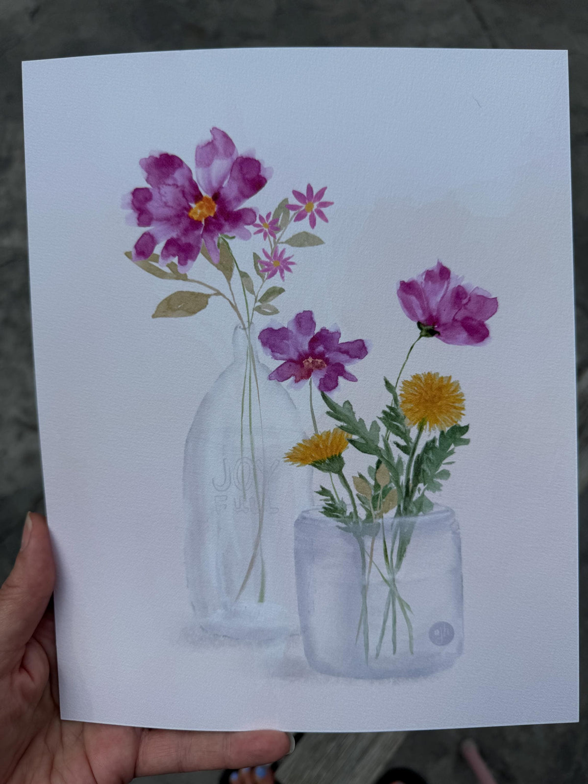 Fuchsia Floral Watercolor Art Print: Joyful Vase Still Life