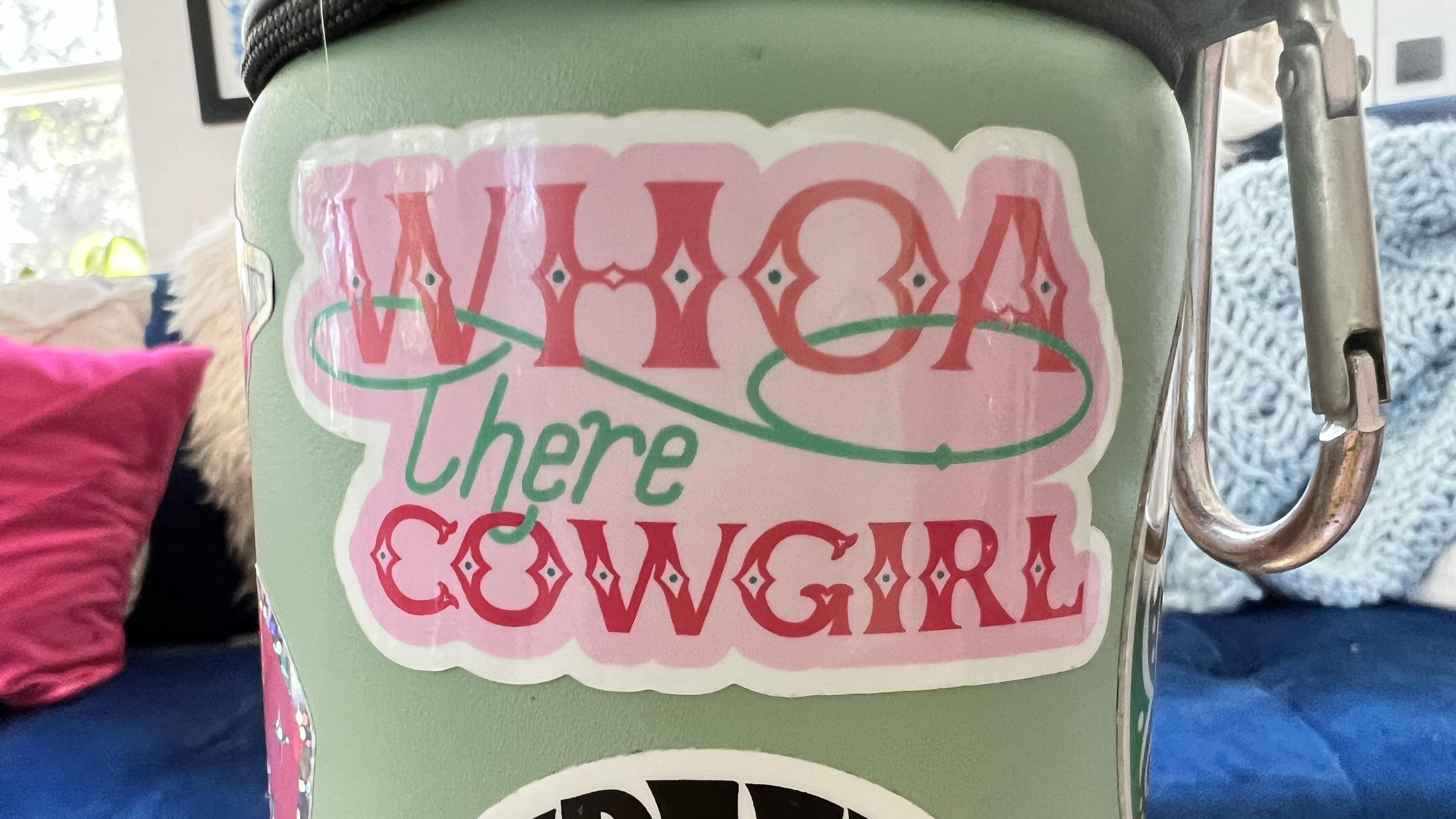 Whoa There Cowgirl Sticker | Vintage Western Cowboy Boots Vinyl Decal