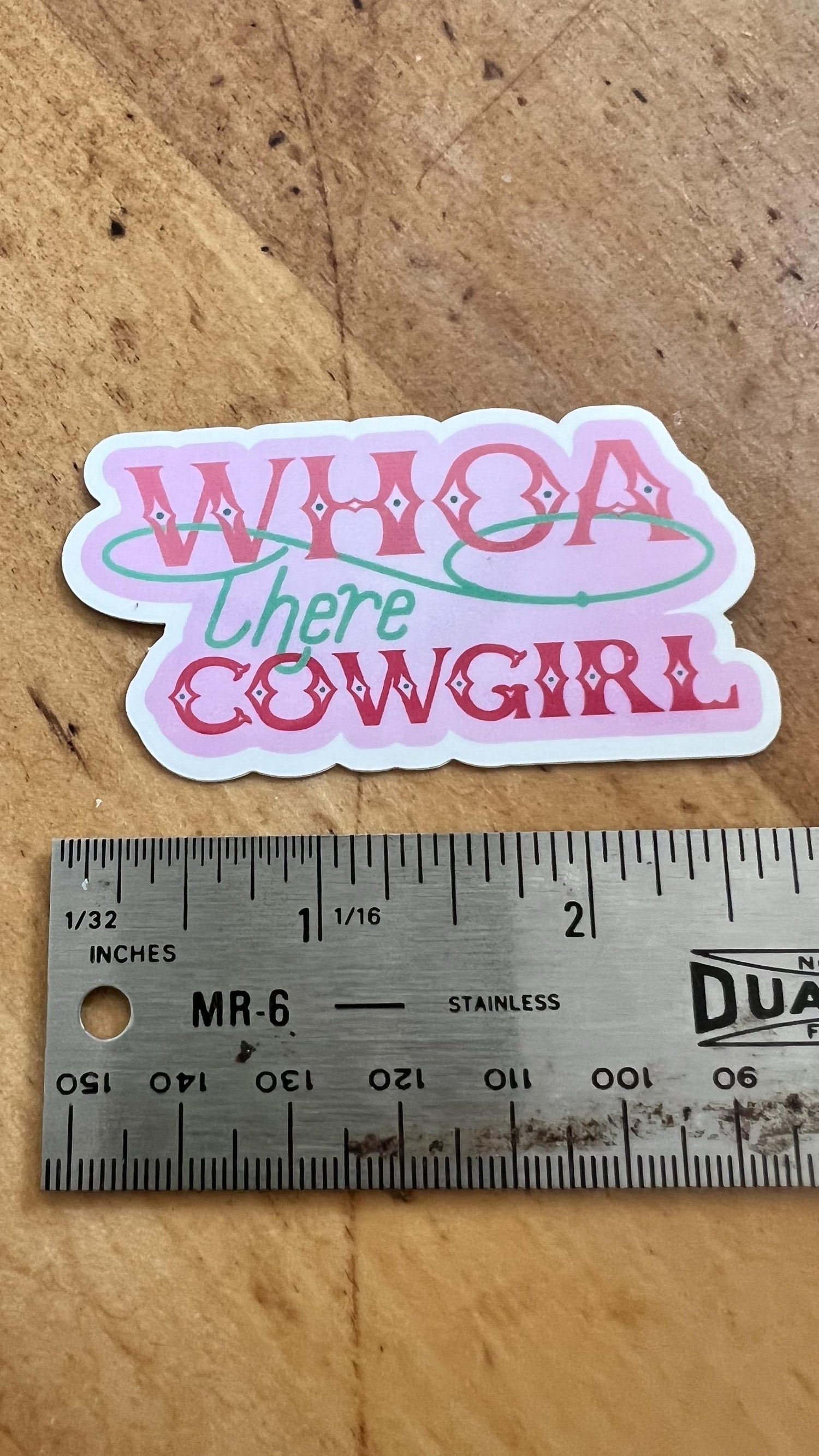 Whoa There Cowgirl Sticker | Vintage Western Cowboy Boots Vinyl Decal