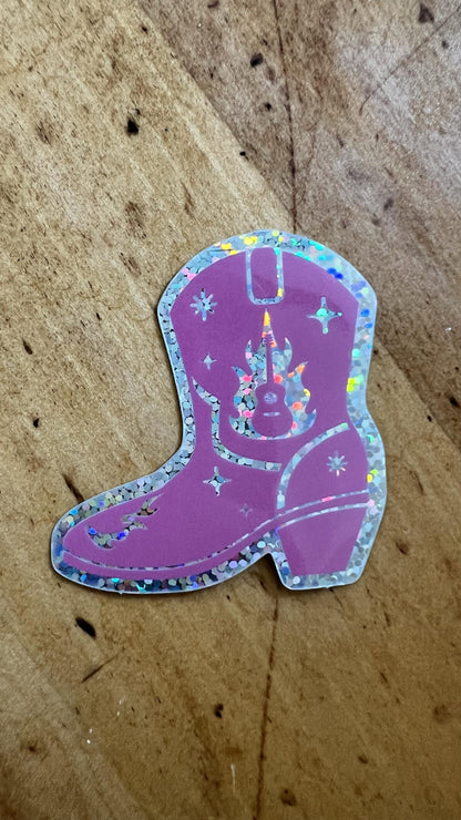 Cowgirl Boot Sticker | Western Boho Illustrated Vinyl Decal (3 Inch)