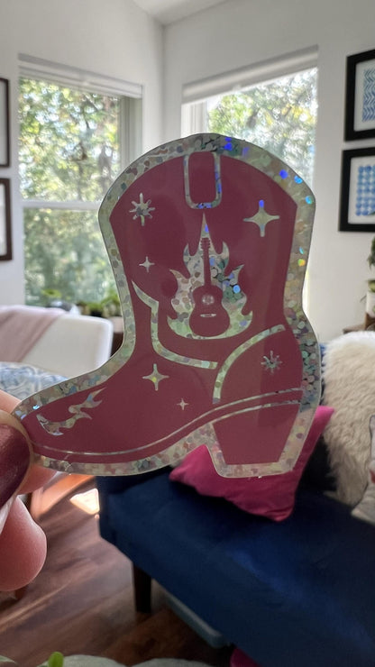 Cowgirl Boot Sticker | Western Boho Illustrated Vinyl Decal (3 Inch)