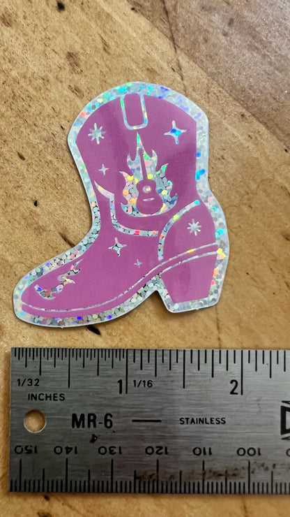 Cowgirl Boot Sticker | Western Boho Illustrated Vinyl Decal (3 Inch)