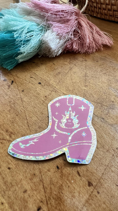 Cowgirl Boot Sticker | Western Boho Illustrated Vinyl Decal (3 Inch)