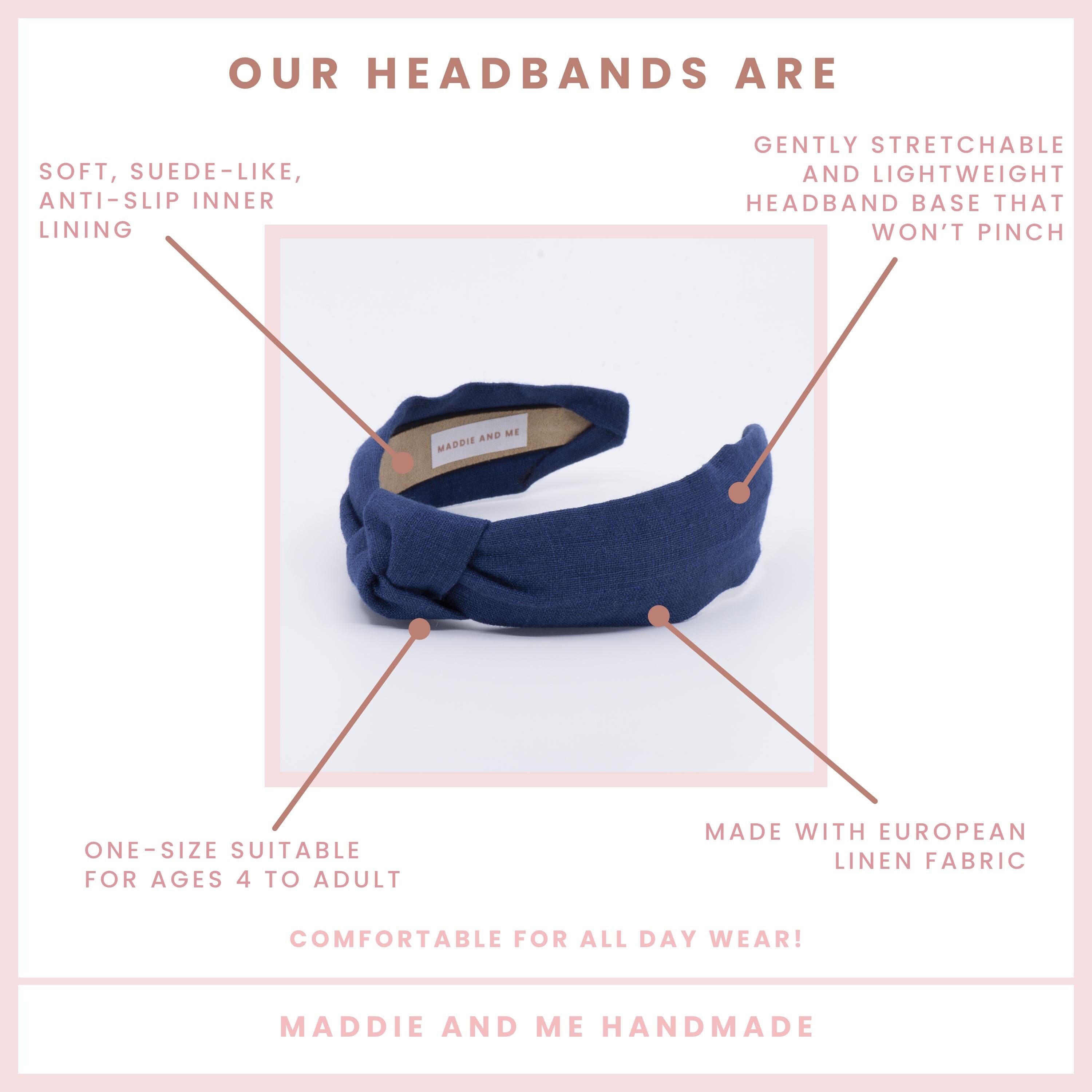 Navy Blue European Linen Knot Headband for Women and Girls