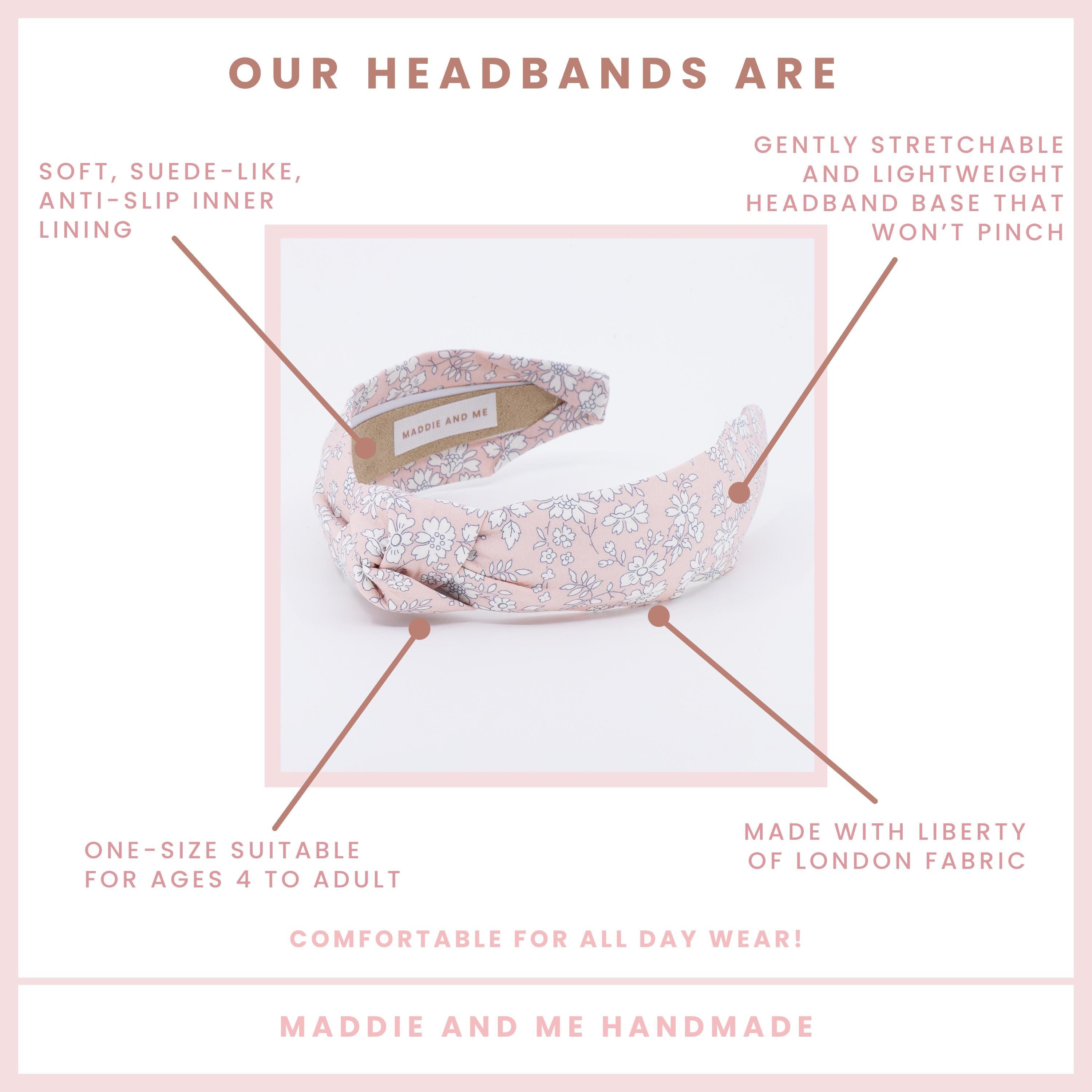 Peach Floral Liberty London Knotted Headband: Girls, Tween, Women