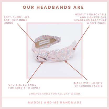 Peach Floral Liberty London Knotted Headband: Girls, Tween, Women