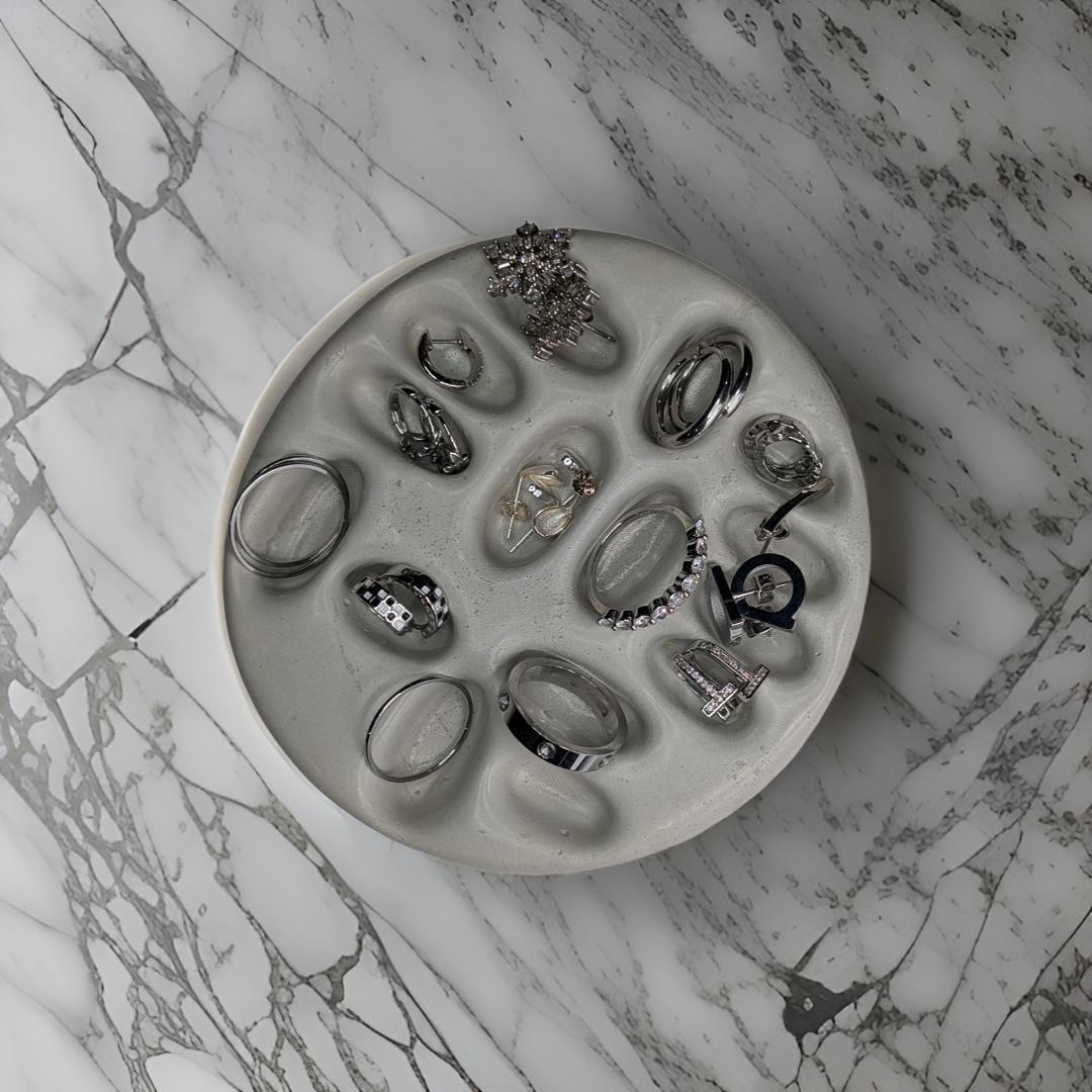 Concrete Minimalist Ring &amp; Earring Jewelry Organizer| Modern Home Organization