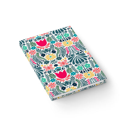 Journal - Ruled Line, Scandi Color Pop Pattern Design Floral Notebook, Diary, Planner, Writing Journal, Bullet Journal, Gift for Writers