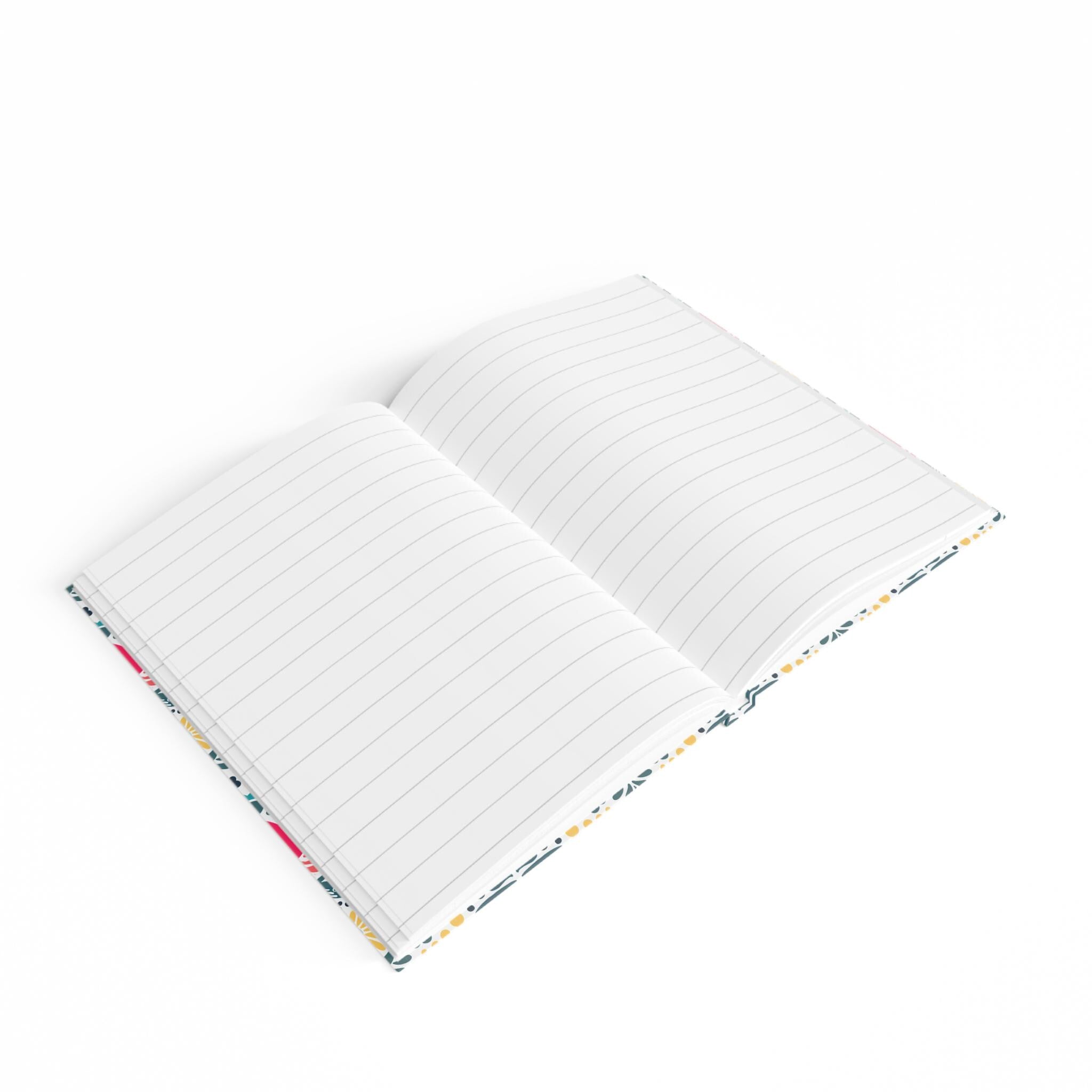 Journal - Ruled Line, Scandi Color Pop Pattern Design Floral Notebook, Diary, Planner, Writing Journal, Bullet Journal, Gift for Writers