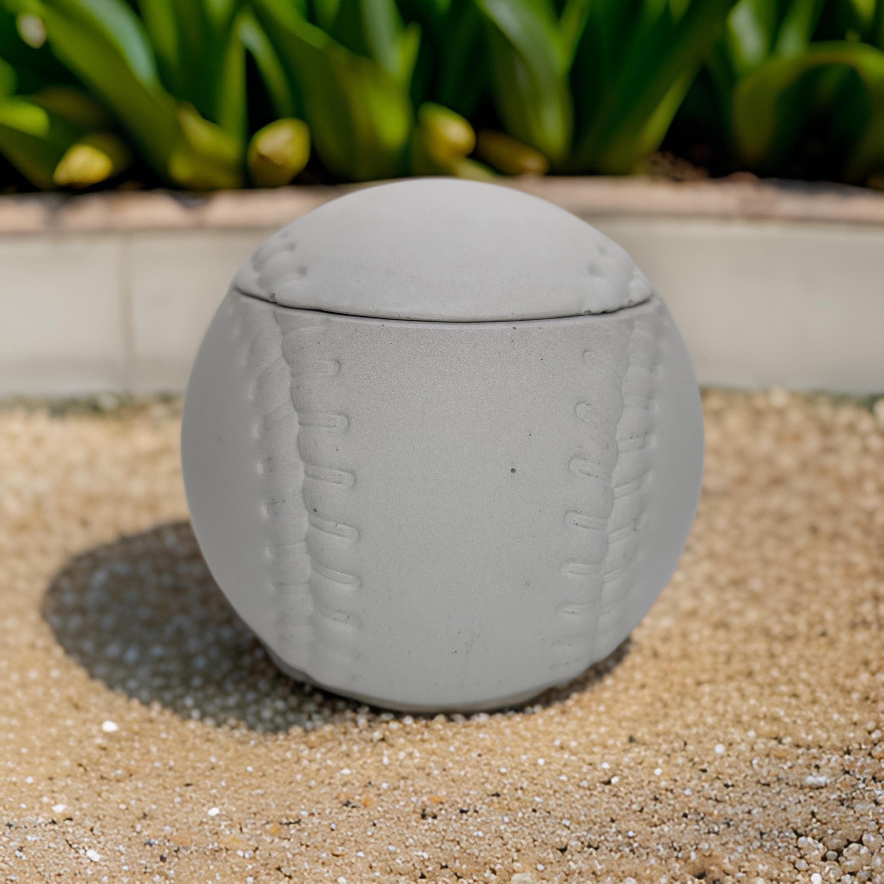 Concrete Baseball Jar – Unique Sports-Themed Storage Container – Handmade Decor