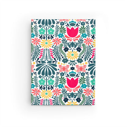 Journal - Ruled Line, Scandi Color Pop Pattern Design Floral Notebook, Diary, Planner, Writing Journal, Bullet Journal, Gift for Writers
