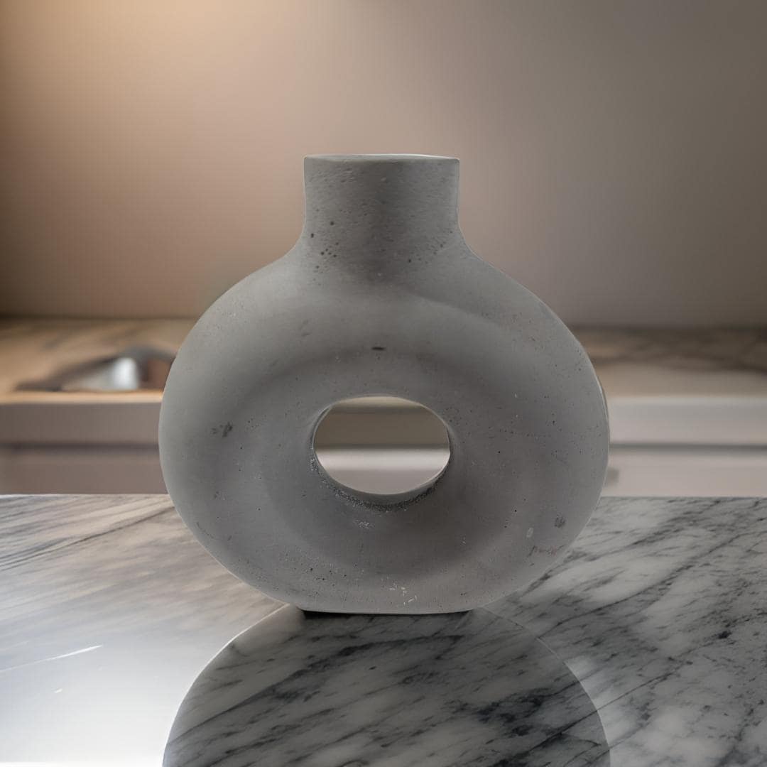 Large Round Concrete Minimalist Vase
