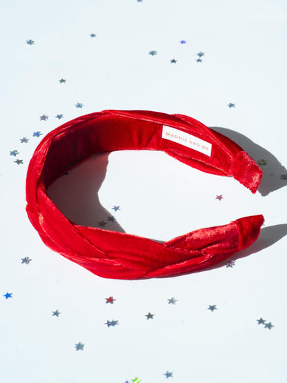 Red Headband: Braided Velvet Hair Accessory
