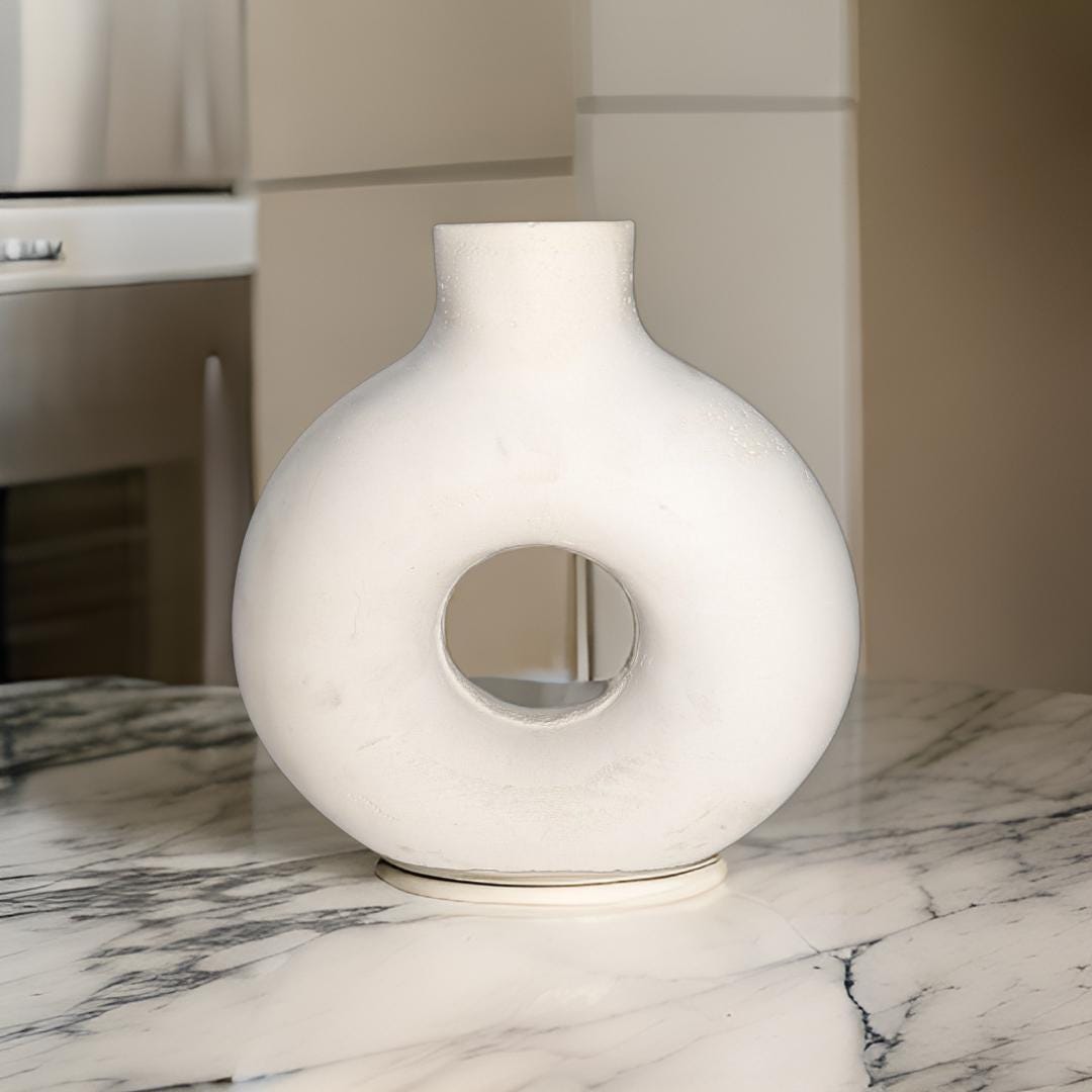 Large Round Concrete Minimalist Vase