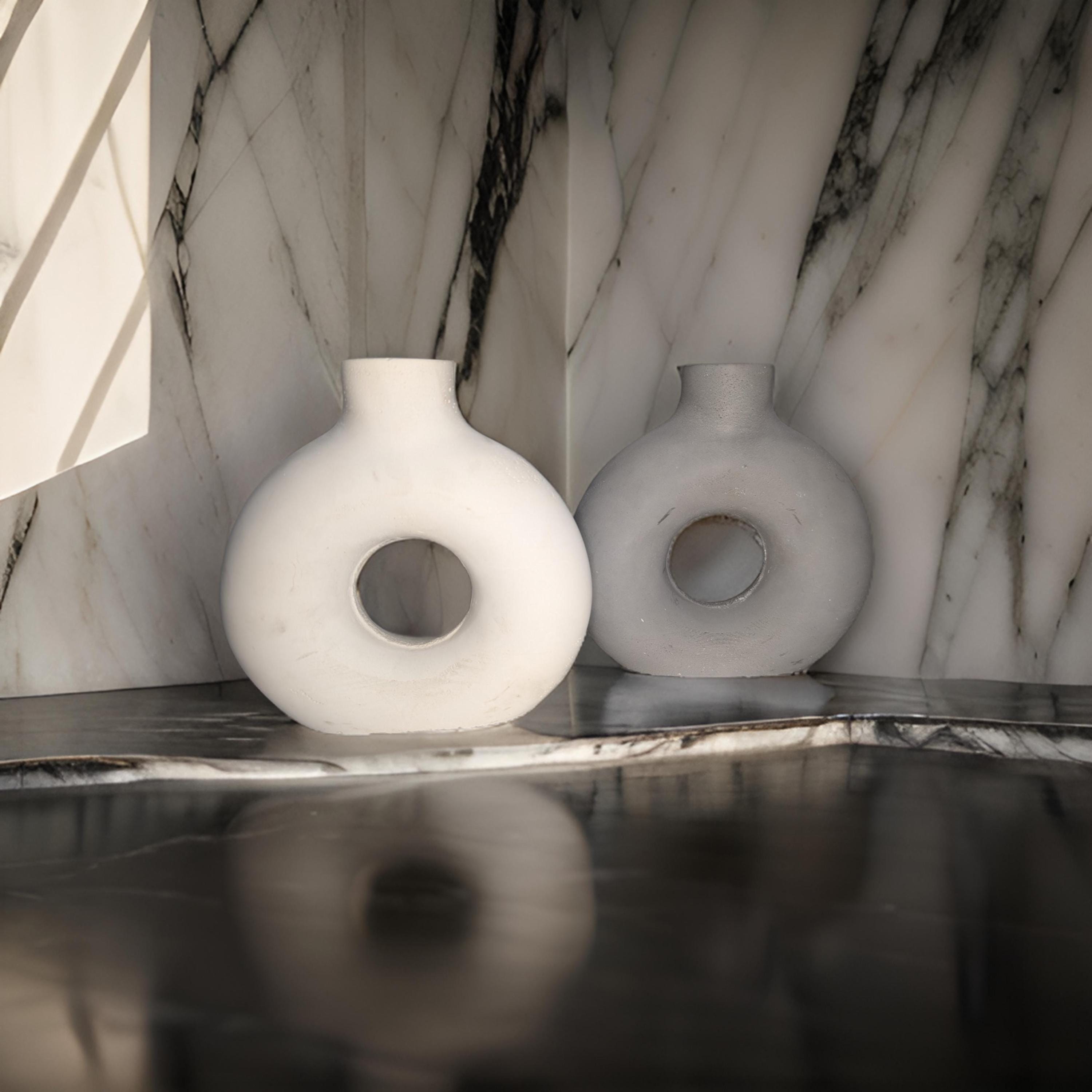 Large Round Concrete Minimalist Vase