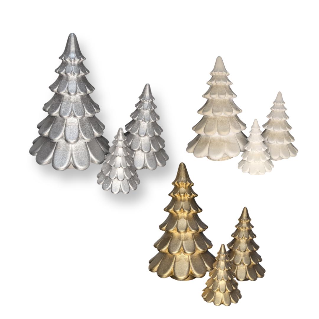 Concrete Christmas Trees, Modern Holiday Decor, Minimalist Christmas Decorations, Cement Tree Set, Gold Silver Natural Concrete, 4&amp;quot; 6&amp;quot; 8&amp;quot;