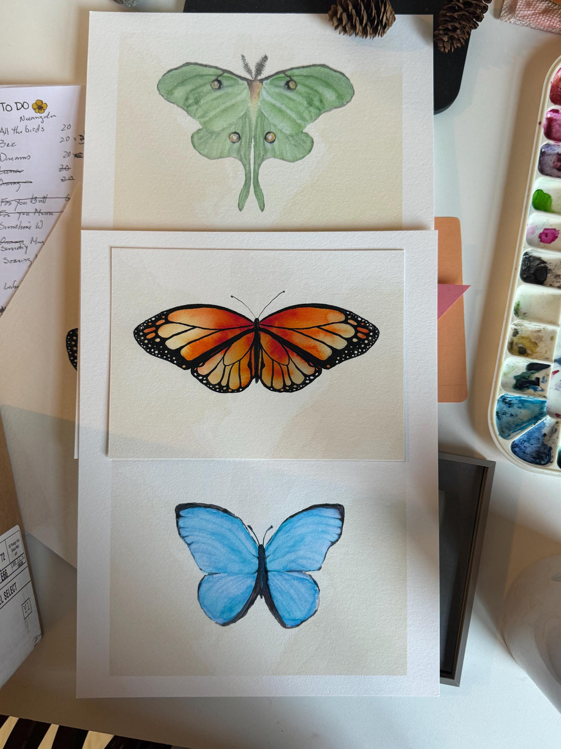 Blue Morpho Butterfly Watercolor Art Print: Bright Hand-Painted Design