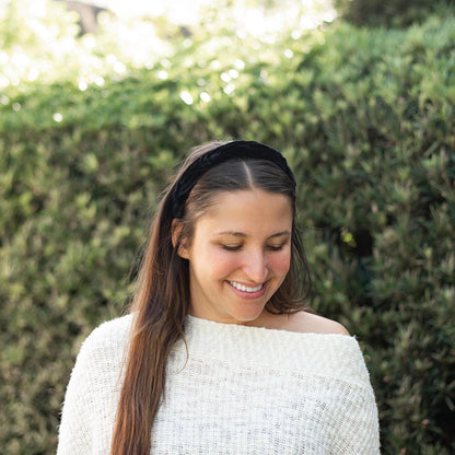 Black Velvet Braided Headband: Comfortable Holiday Hair Accessory for Women and Girls