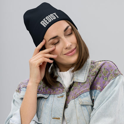 Resist Embroidered Beanie