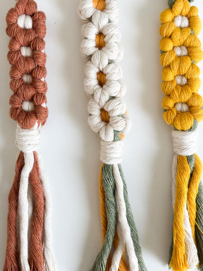 Flower Macrame Keychain: Handmade Boho Bag Charm, Woven Key Accessory, Modern Fiber Art, Gift For Her, Bridesmaid Gift, Party Favor