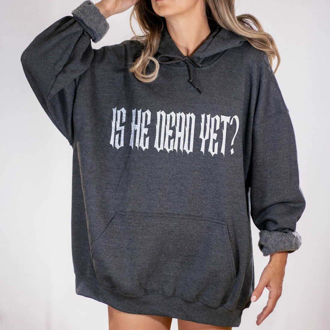 Is He Dead Yet Anti Trump Hoodie, F*ck Maga Fight Fascism Long Sleeve Tee, Pro Democracy Sweatshirt, Resist Gothic Metal Letters T Shirt