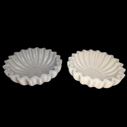 Concrete Ruffle Trinket Dish - Fluted Scalloped Jewelry Bowl - Ribbed Catchall Tray - Modern Minimalist Home Decor - Concrete Vessel