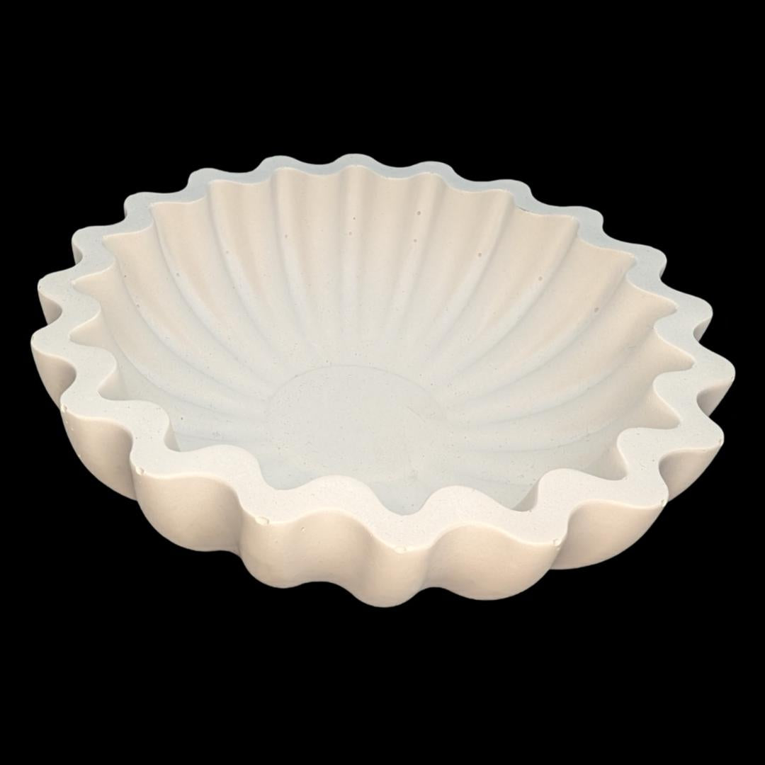 Concrete Ruffle Trinket Dish - Fluted Scalloped Jewelry Bowl - Ribbed Catchall Tray - Modern Minimalist Home Decor - Concrete Vessel
