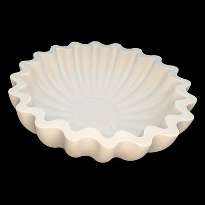 Concrete Ruffle Trinket Dish - Fluted Scalloped Jewelry Bowl - Ribbed Catchall Tray - Modern Minimalist Home Decor - Concrete Vessel