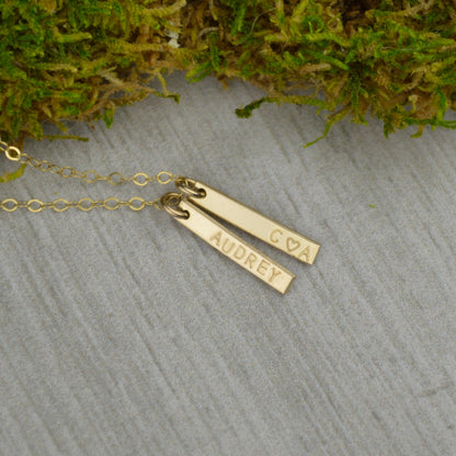 Custom Name Necklace: Hand Stamped Sterling Silver Charm, Family Jewelry
