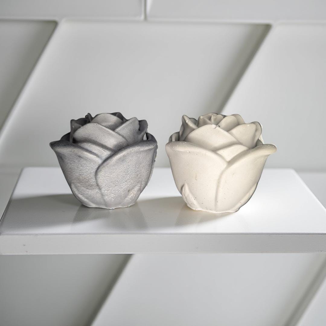 Rosebud Concrete Jar- Elegant Storage Container &amp; Decorative Accent