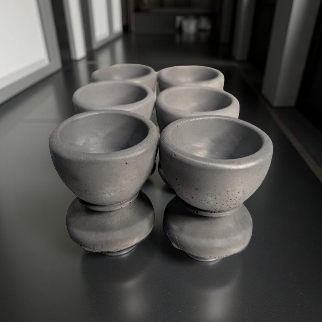 Concrete Egg Cup Holder - Modern Industrial Kitchen Decor - Minimalist Egg Stand - Set of 2, 4, or 6 - Rustic Farmhouse Breakfast