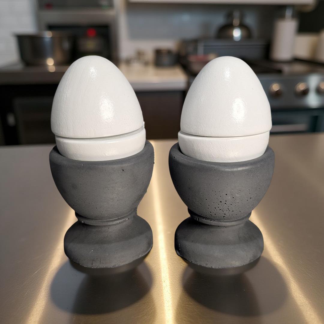 Concrete Egg Cup Holder - Modern Industrial Kitchen Decor - Minimalist Egg Stand - Set of 2, 4, or 6 - Rustic Farmhouse Breakfast