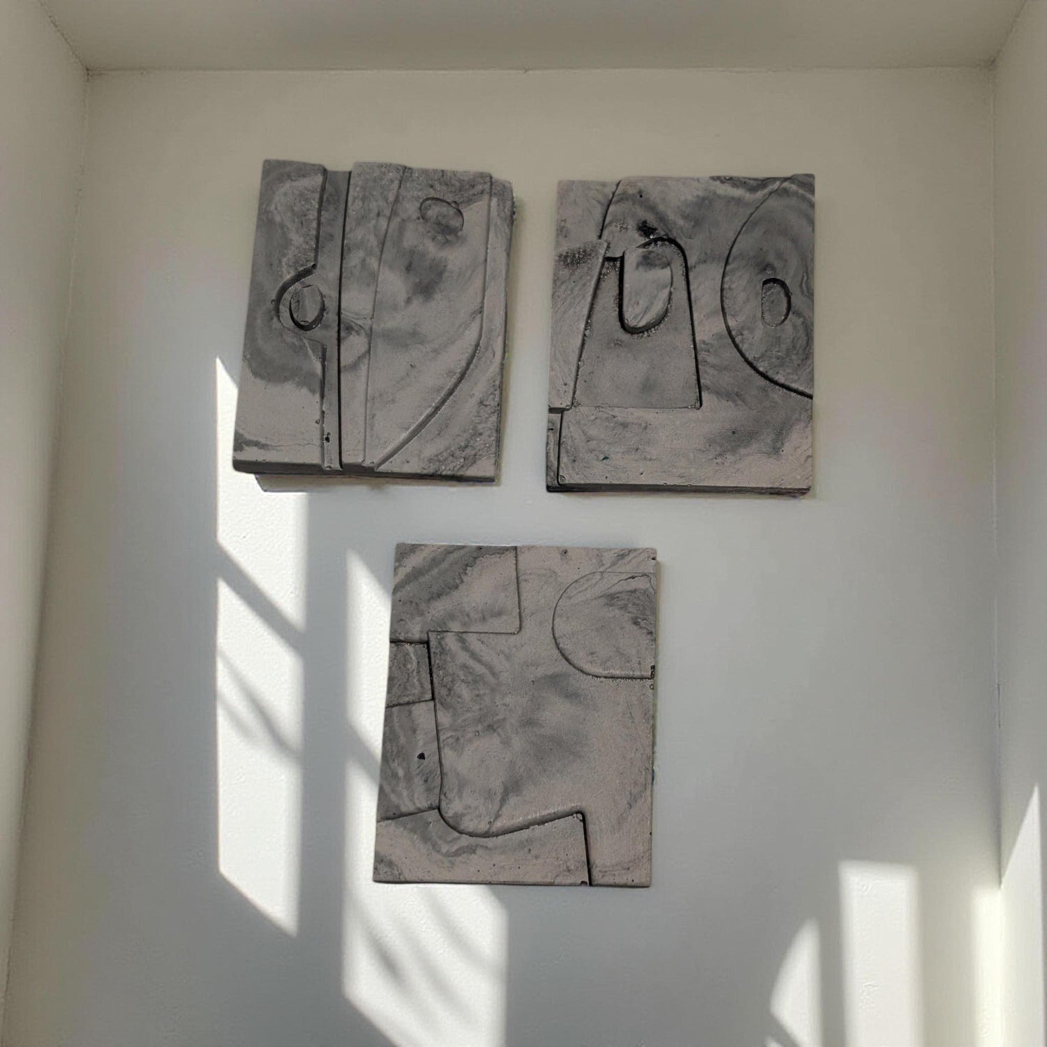 Modern Abstract Concrete Fridge Magnet Set (Pack of 3)