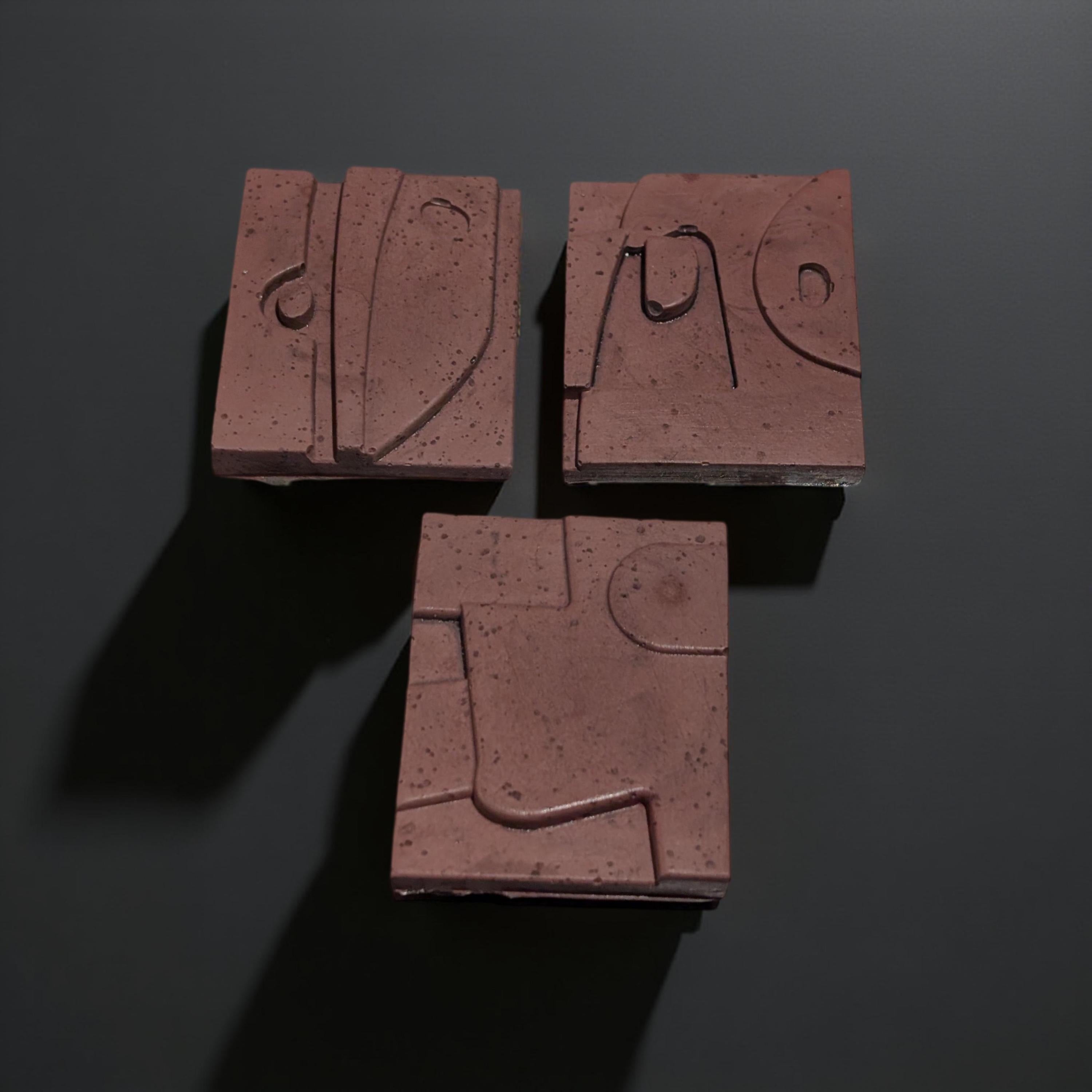 Modern Abstract Concrete Fridge Magnet Set (Pack of 3)