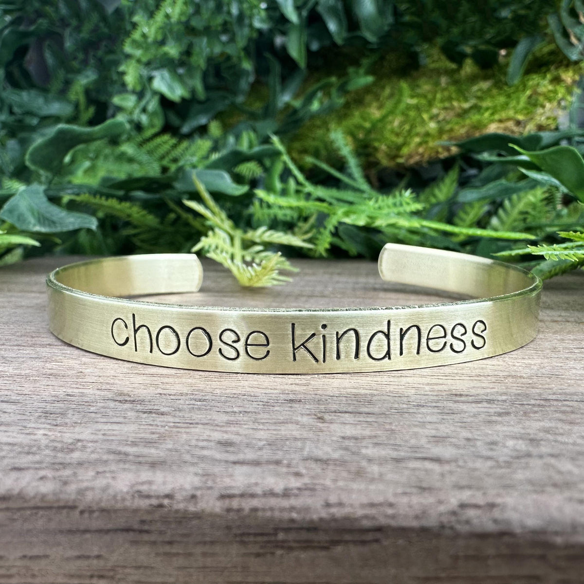 Hand Stamped Cuff Bracelet: Personalized Mantra, Choose Kindness