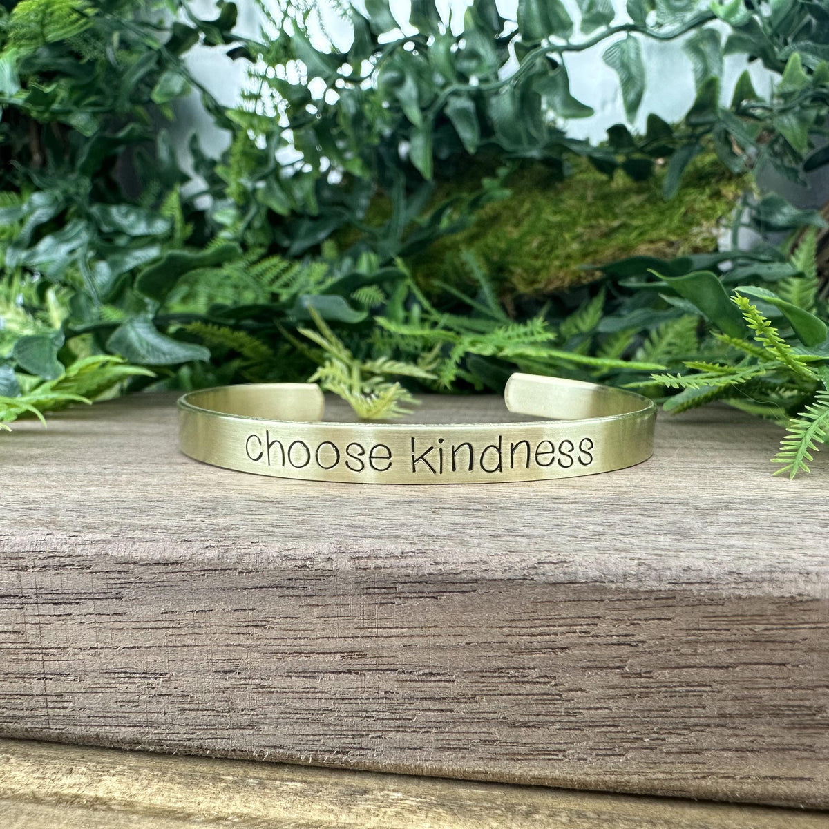 Hand Stamped Cuff Bracelet: Personalized Mantra, Choose Kindness