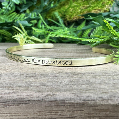 Hand Stamped Cuff Bracelet: Inspirational Stacking Jewelry