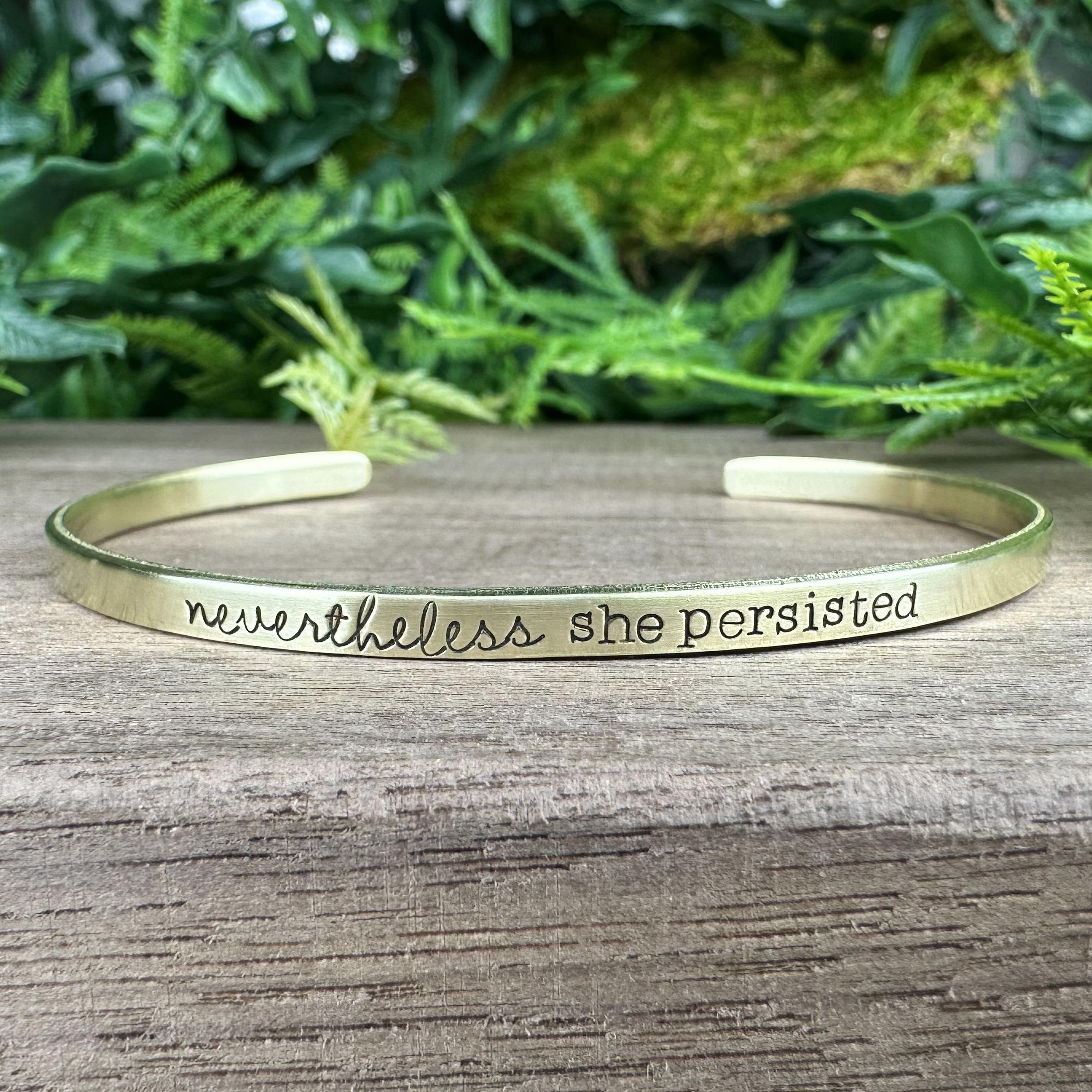 Hand Stamped Cuff Bracelet: Inspirational Stacking Jewelry