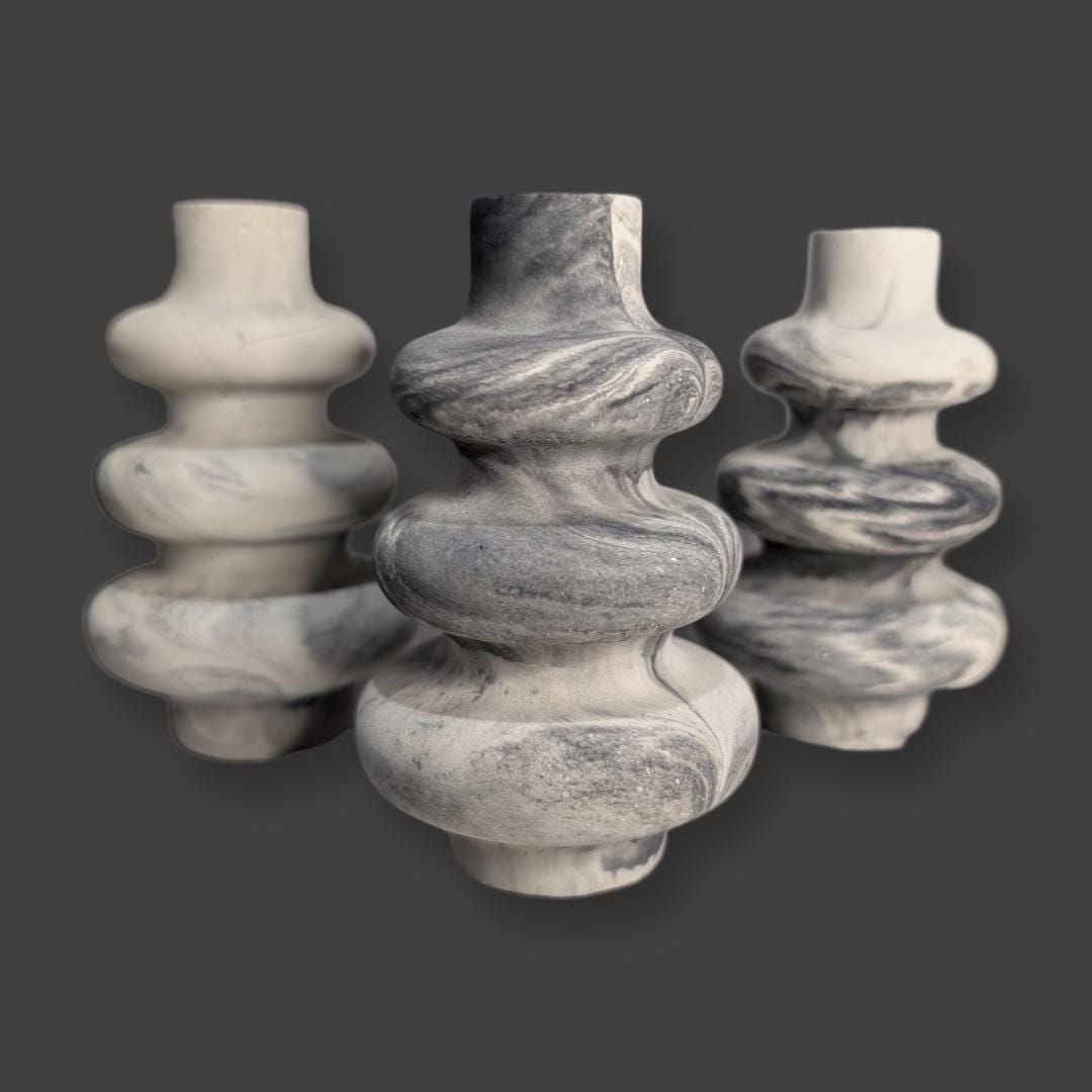 Modern Stacked Bubble Concrete Vase - Grey Geometric Nordic Home Decor - Minimalist Sculptural Bud Vase -Unique Industrial Housewarming Gift