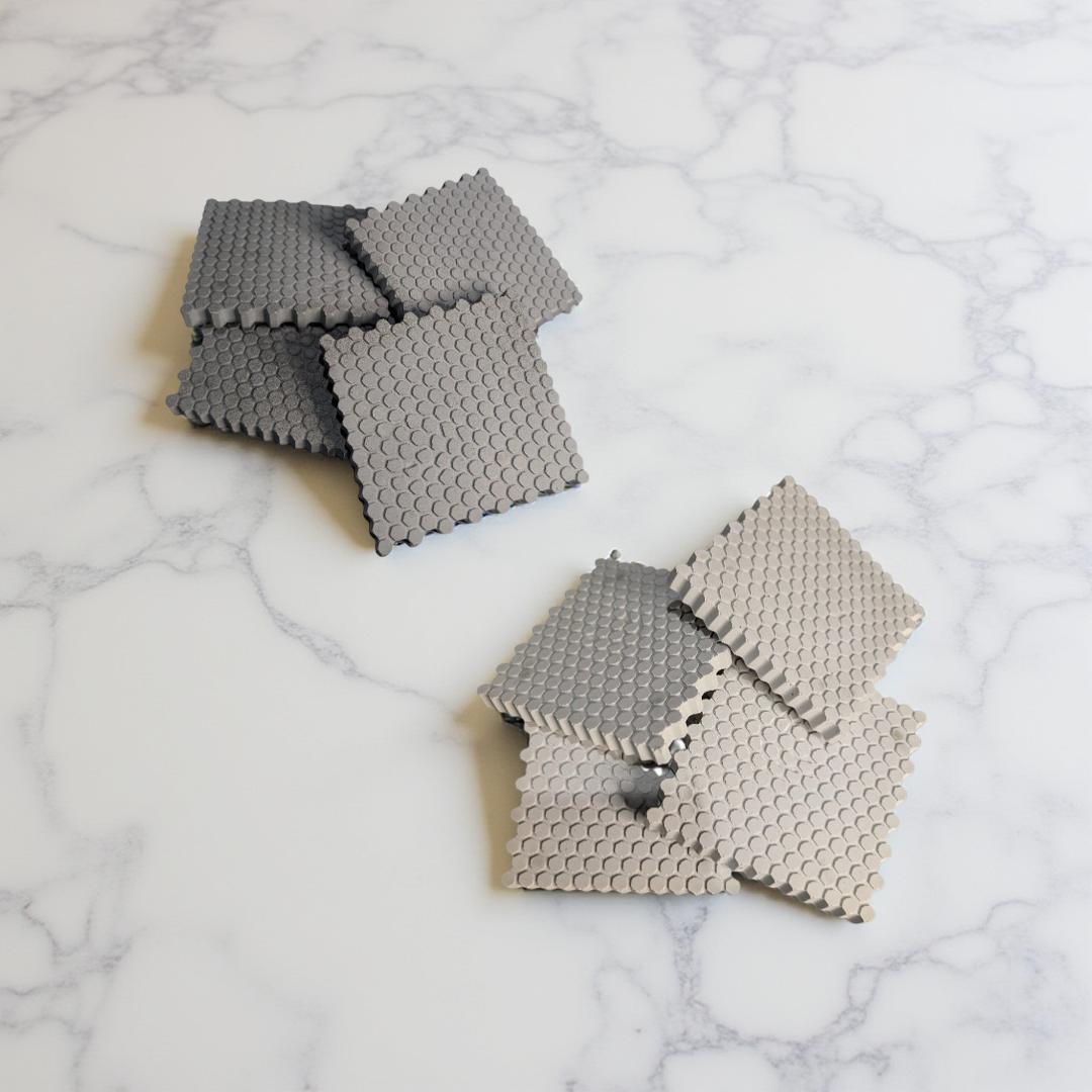 HexGrip Concrete Coasters: Modern Honeycomb Texture, Minimalist Set