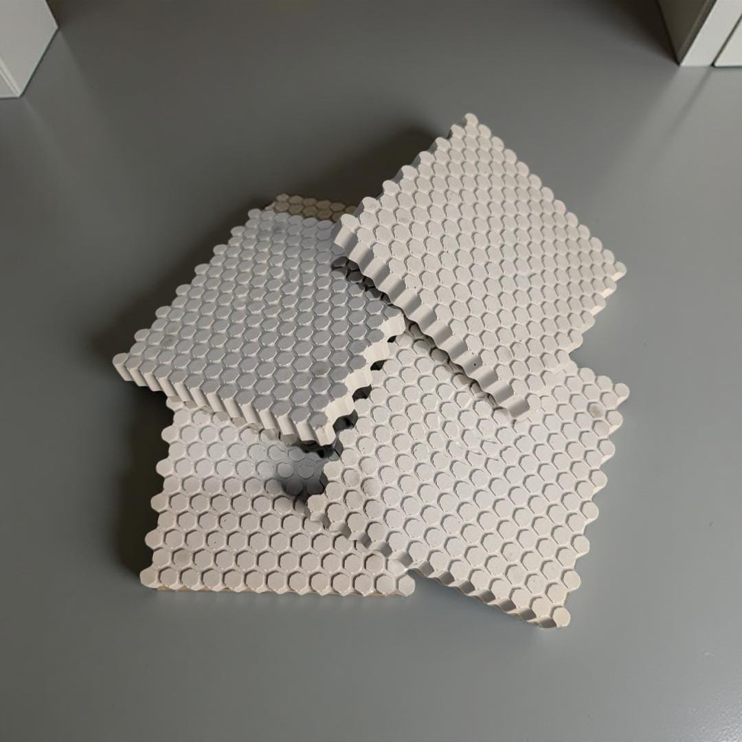 HexGrip Concrete Coasters: Modern Honeycomb Texture, Minimalist Set