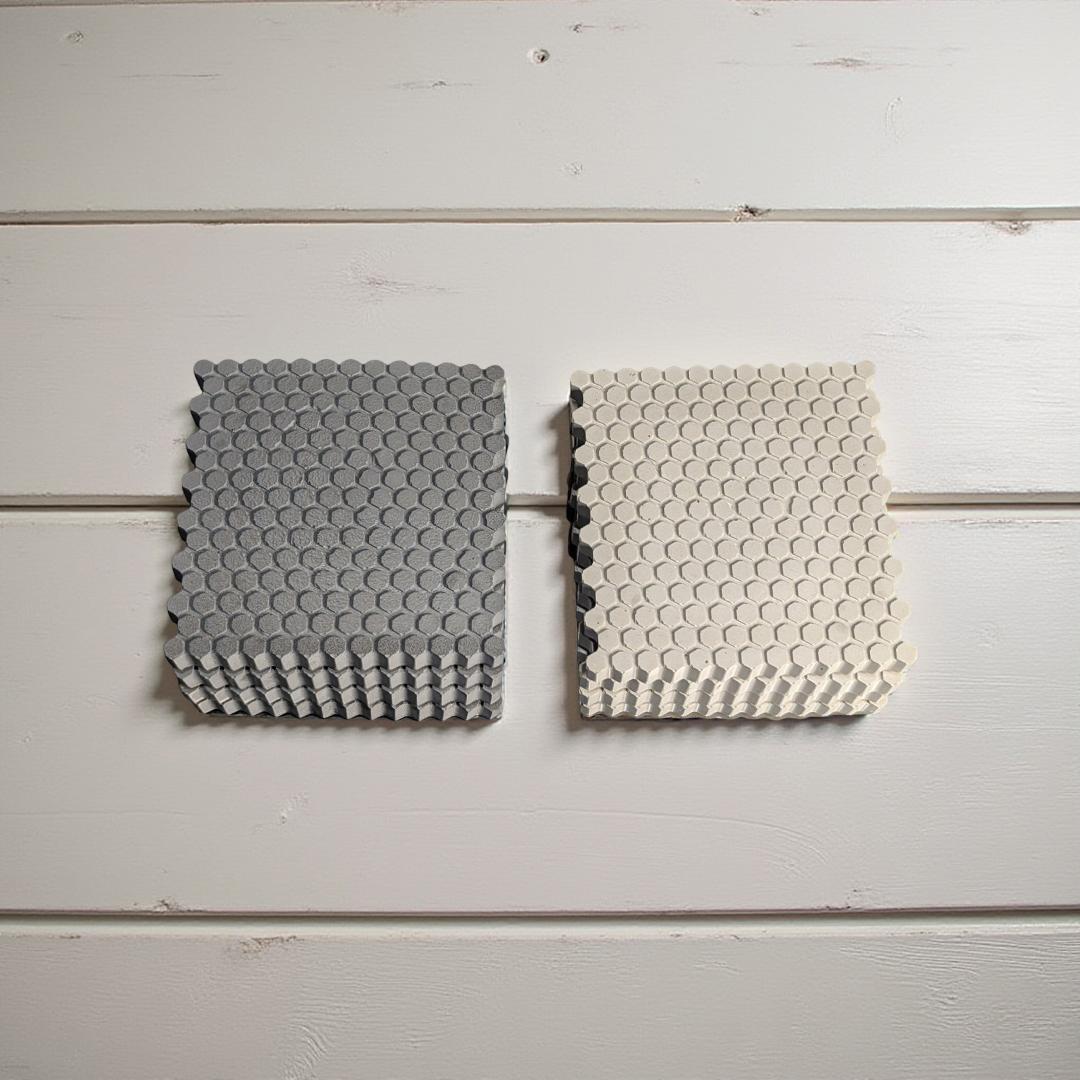 HexGrip Concrete Coasters: Modern Honeycomb Texture, Minimalist Set