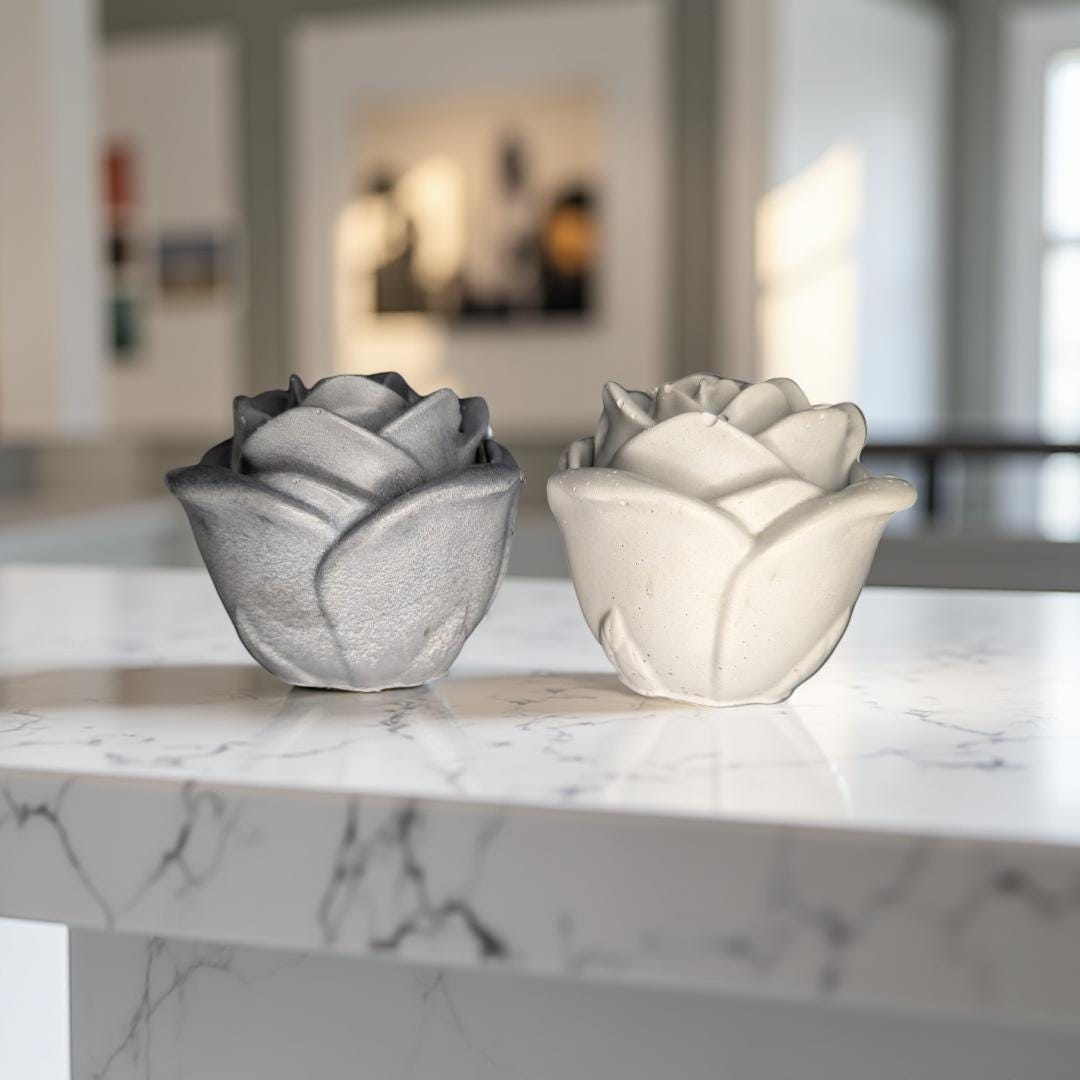 Rosebud Concrete Jar- Elegant Storage Container &amp; Decorative Accent